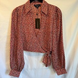 Floral Long Sleeve Wrap Blouse